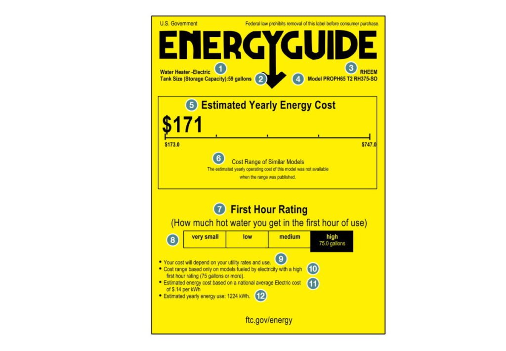 Energy Guide label helps you check the First Hour Rating and more.